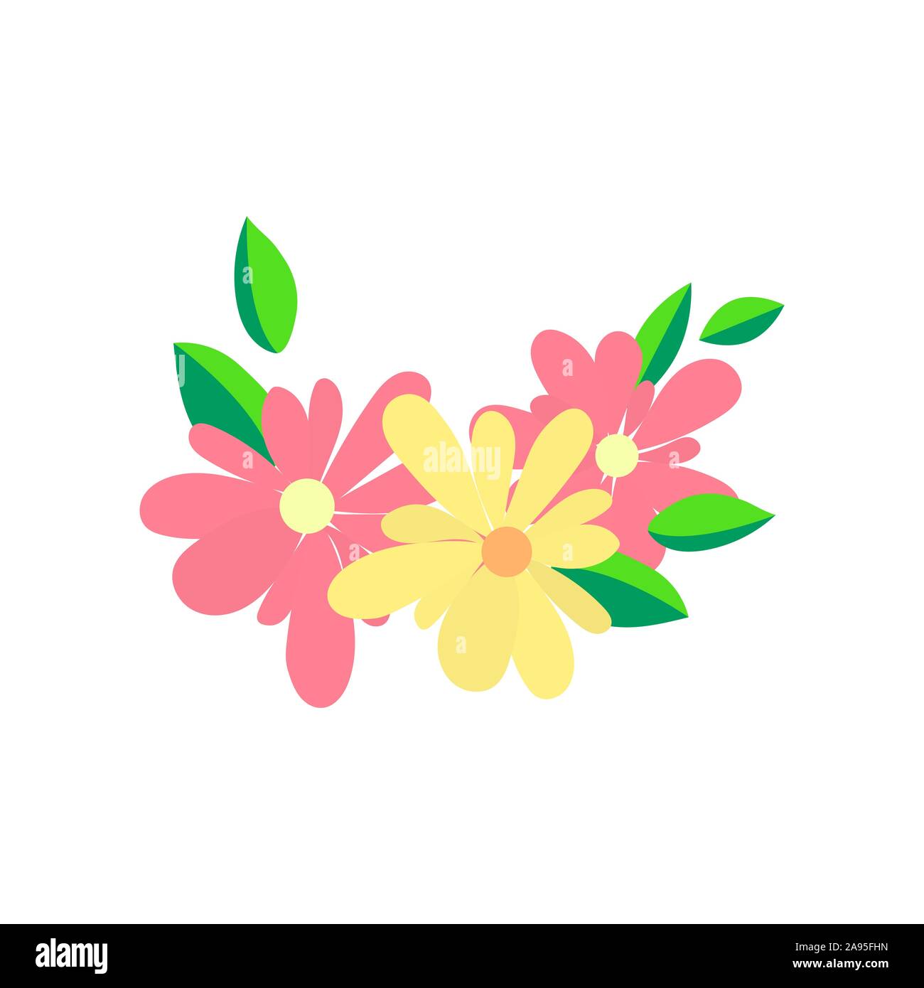 Daisy icona di camomilla. Tre simpatici round flower bouquet di piante. Concetto di crescita. Design piatto elemento isolato illustrazione vettoriale Illustrazione Vettoriale