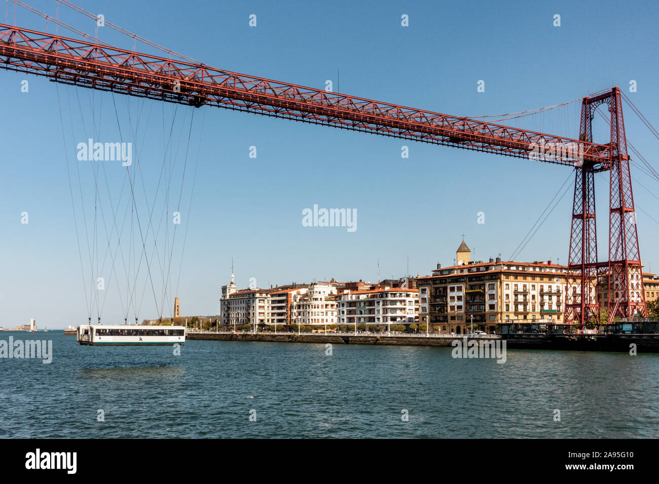 Puente de Vizcaya, il Ponte di Vizcaya, il più antico del mondo transporter bridge, Sito Patrimonio Mondiale dell'UNESCO, Nervion River, Portugalete, Bilbao, Spagna Foto Stock