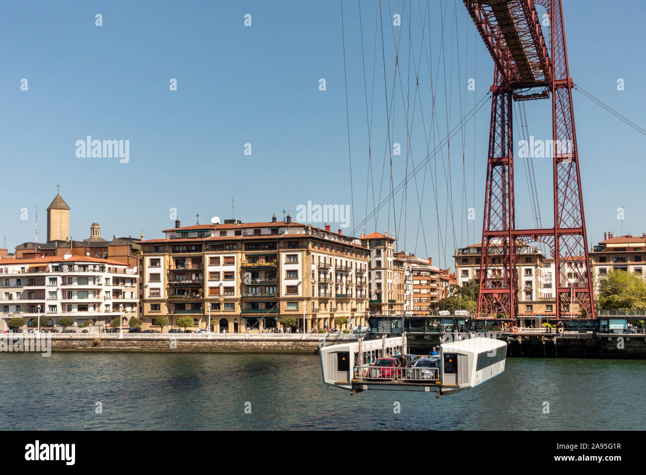 Puente de Vizcaya, il Ponte di Vizcaya, il più antico del mondo transporter bridge, Sito Patrimonio Mondiale dell'UNESCO, Nervion River, Portugalete, Bilbao, Spagna Foto Stock