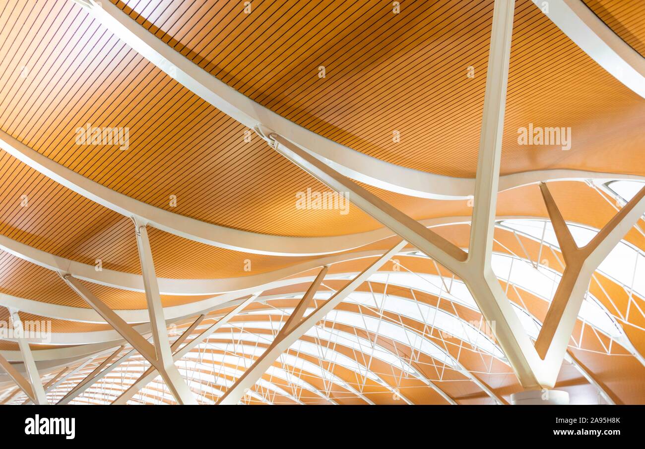 Soffitti curvi, interior design, Shanghai Pudong International Airport, Cina Foto Stock