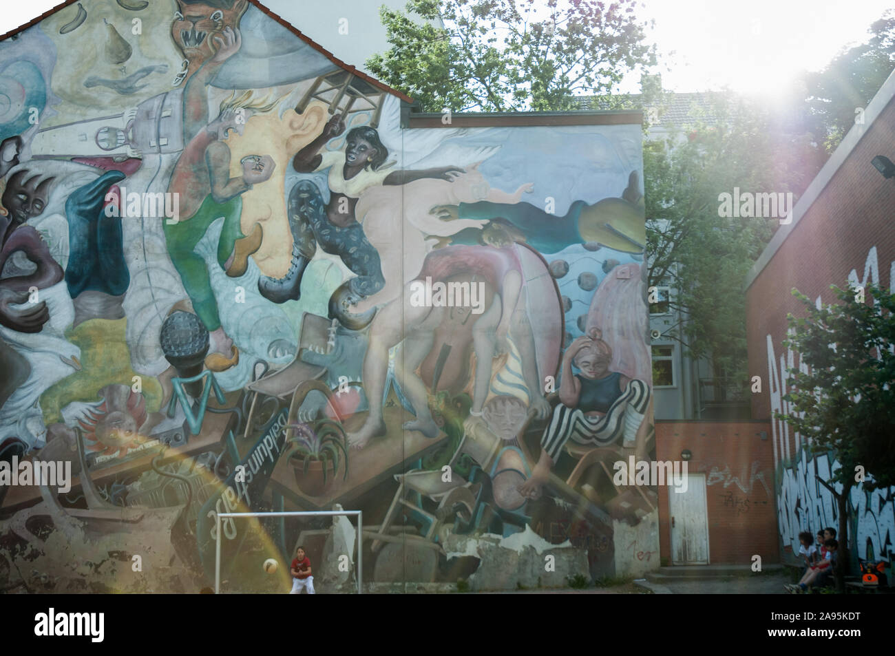 Fußballplatz Bolzplatz Foto Stock