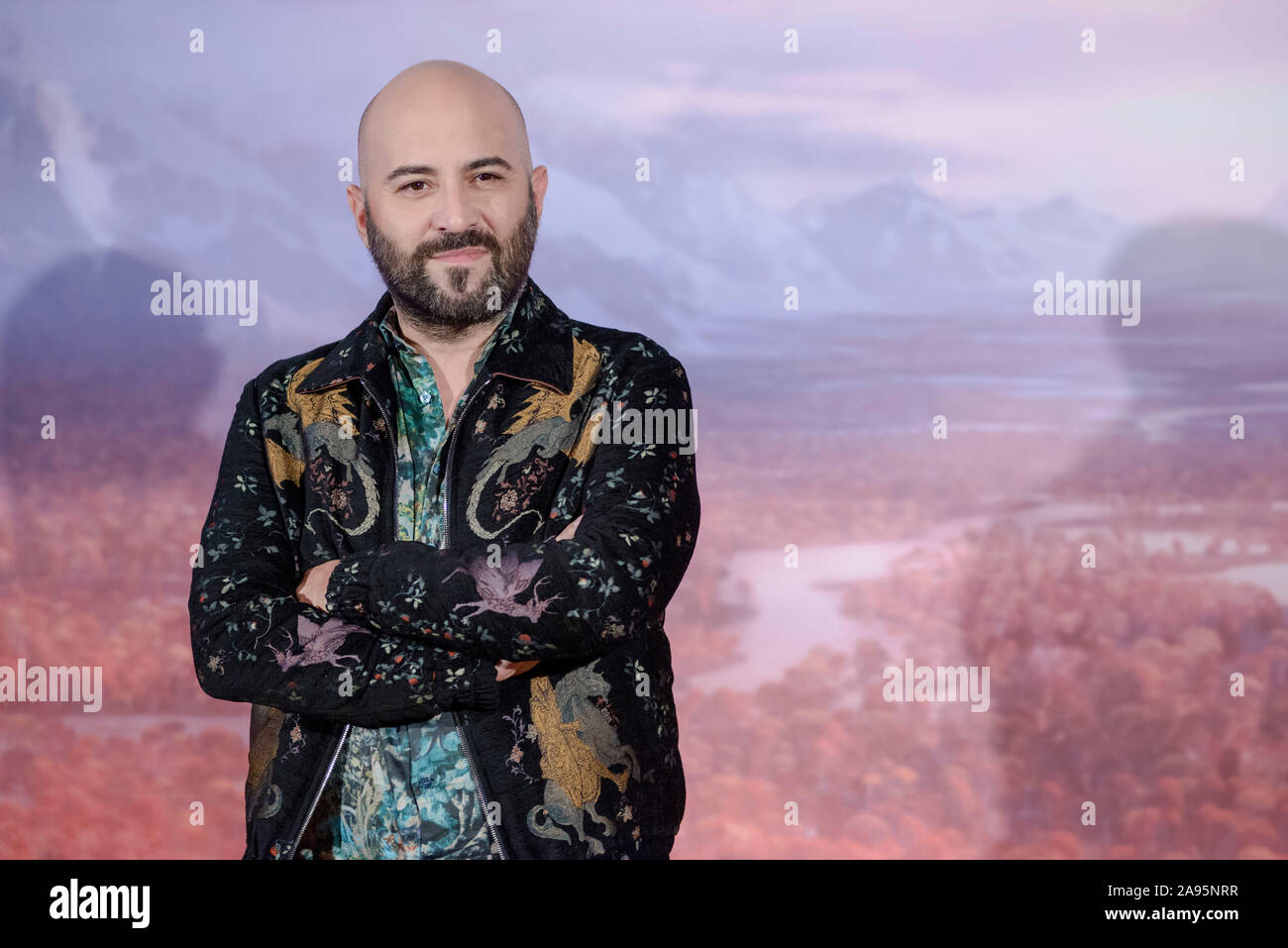 Le voci italiane di Frozen II frequentando il tappeto rosso durante la première italiana. Foto Stock