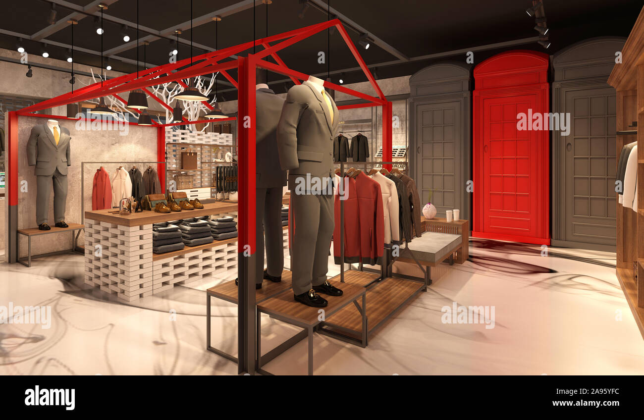 3D render di fashion shop Foto Stock