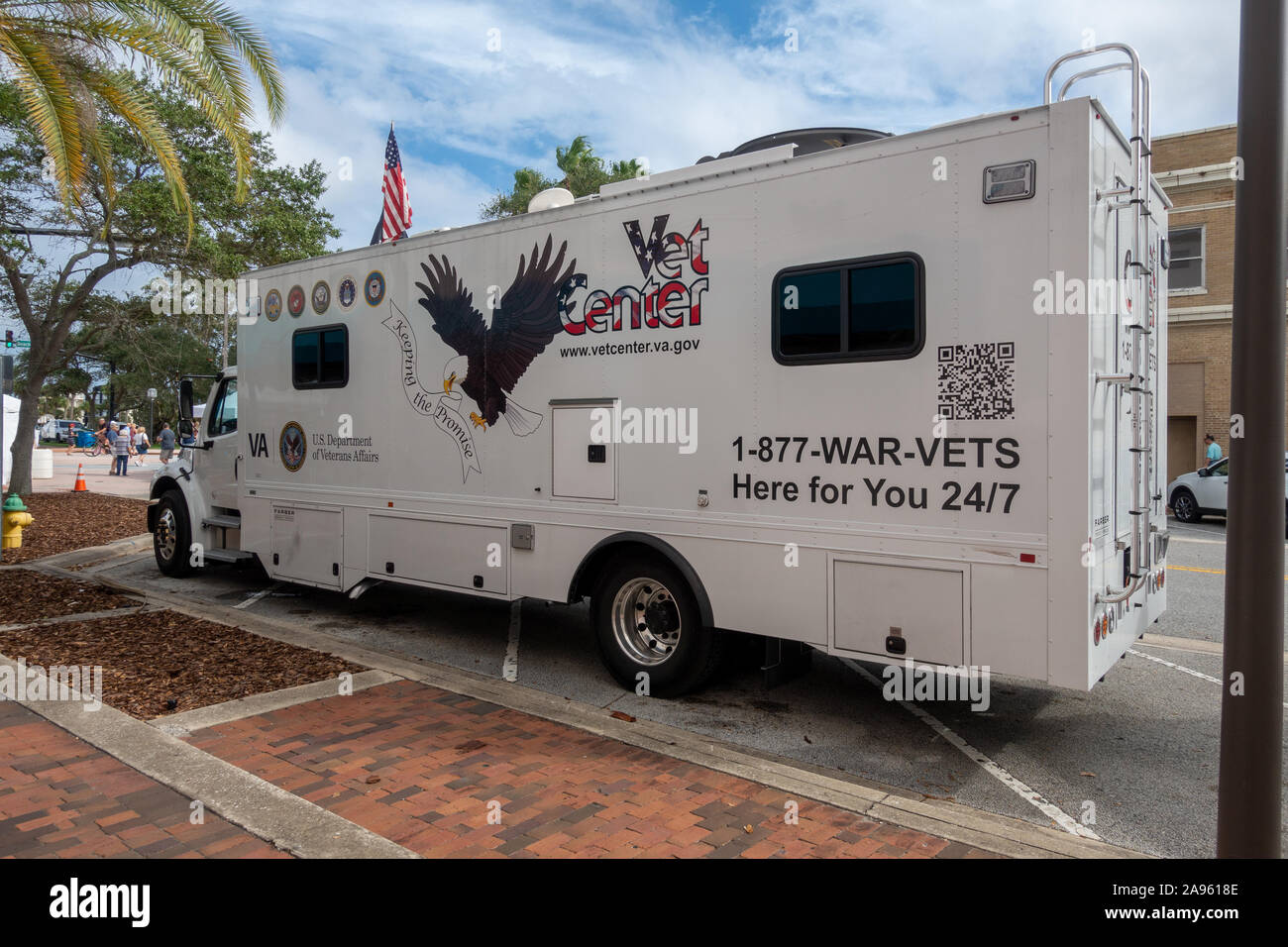 Un veterano del Mobile Centro parcheggiata in Daytona Beach Florida AZIONATO DA PARTE DEL GOVERNO DEGLI STATI UNITI Reparto degli affari di veterani Foto Stock