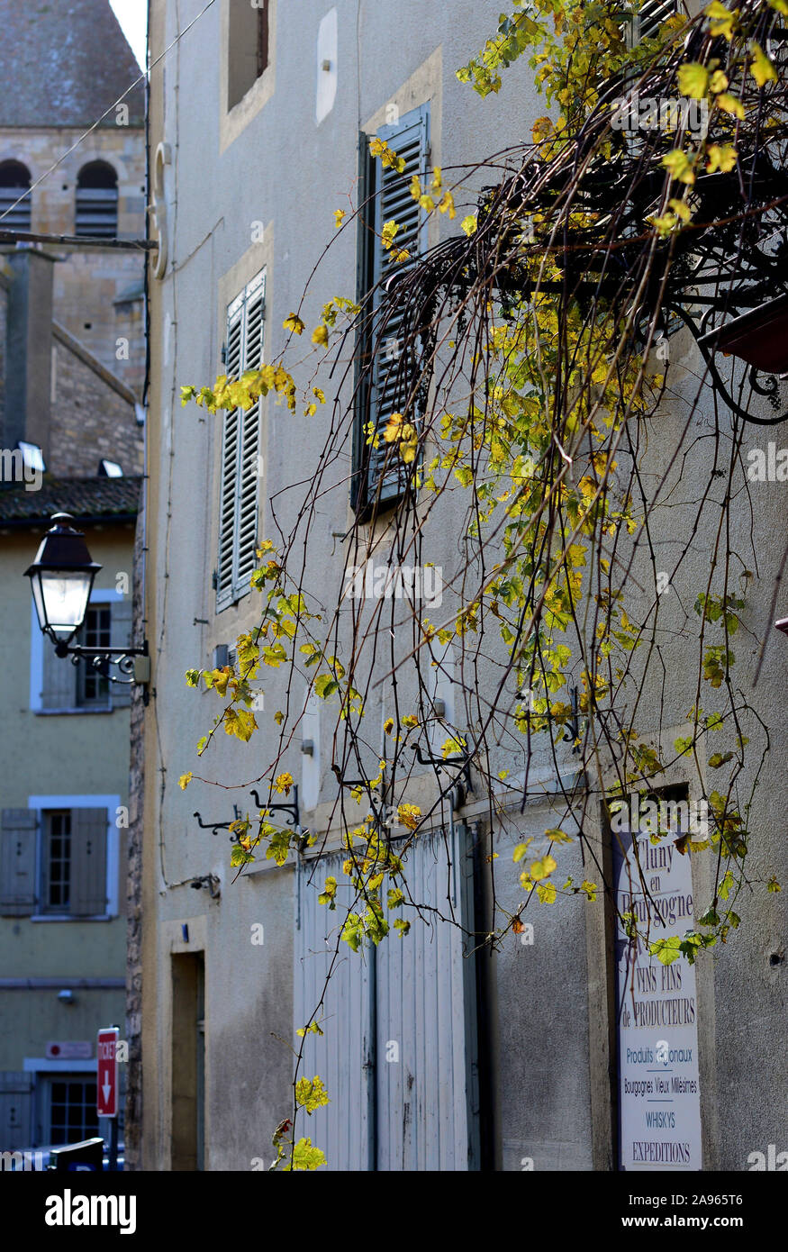 Colori autunnali in francese la città medievale di Cluny Foto Stock