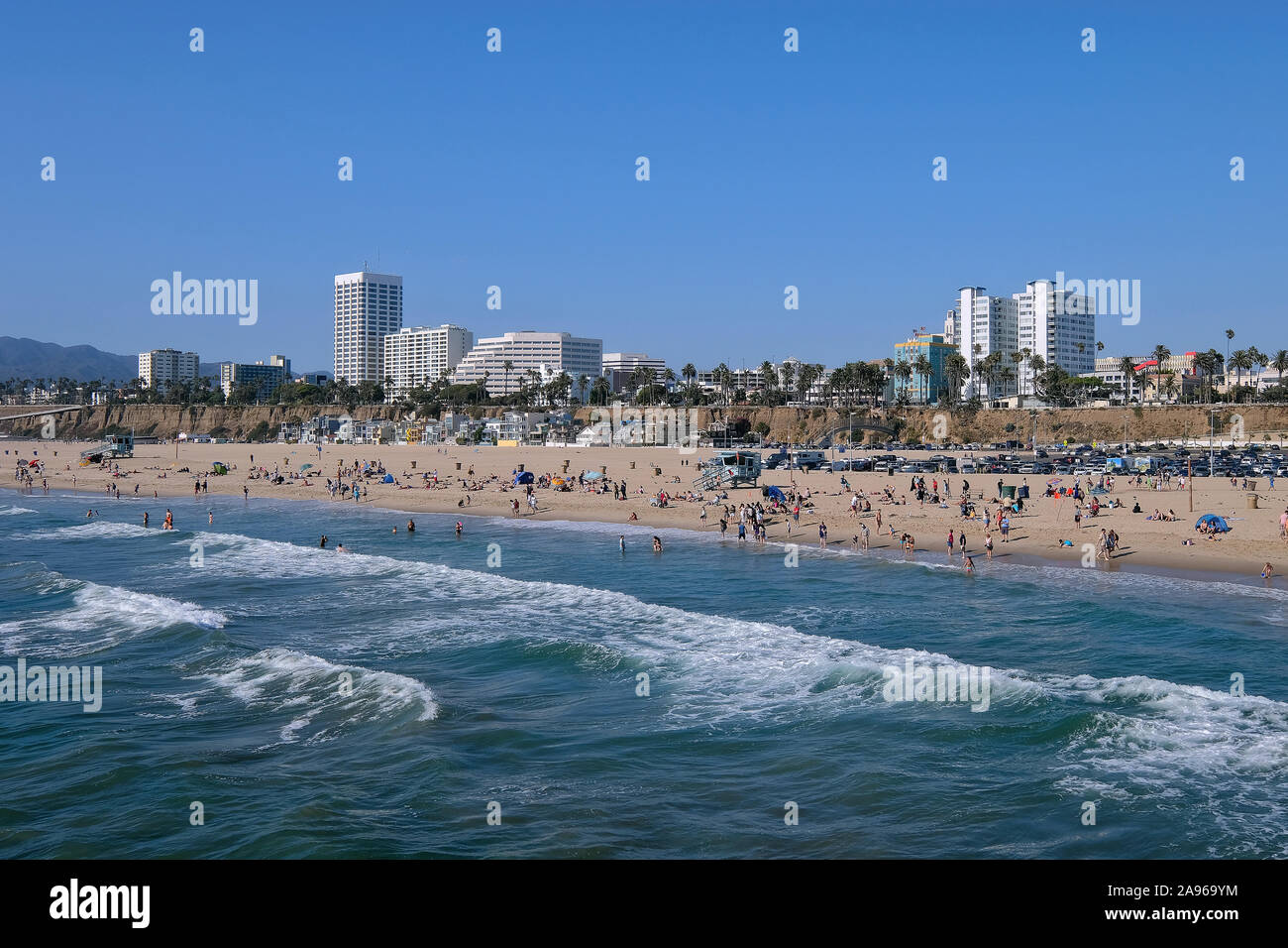 Spiaggia di Santa Monica, California, Stati Uniti d'America Foto Stock
