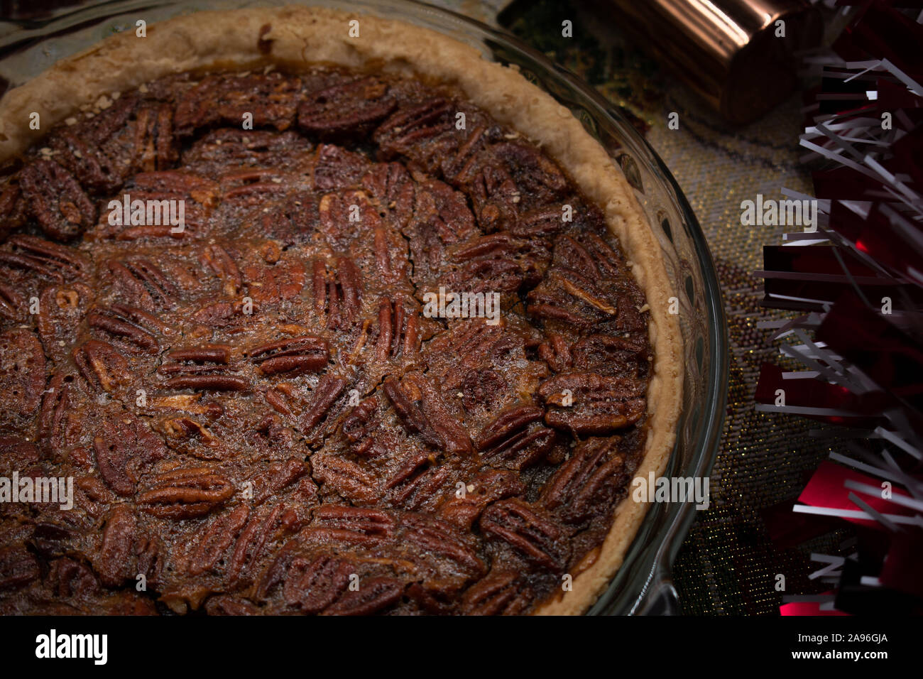 Torta alle noci pecan e chiudere fino Foto Stock