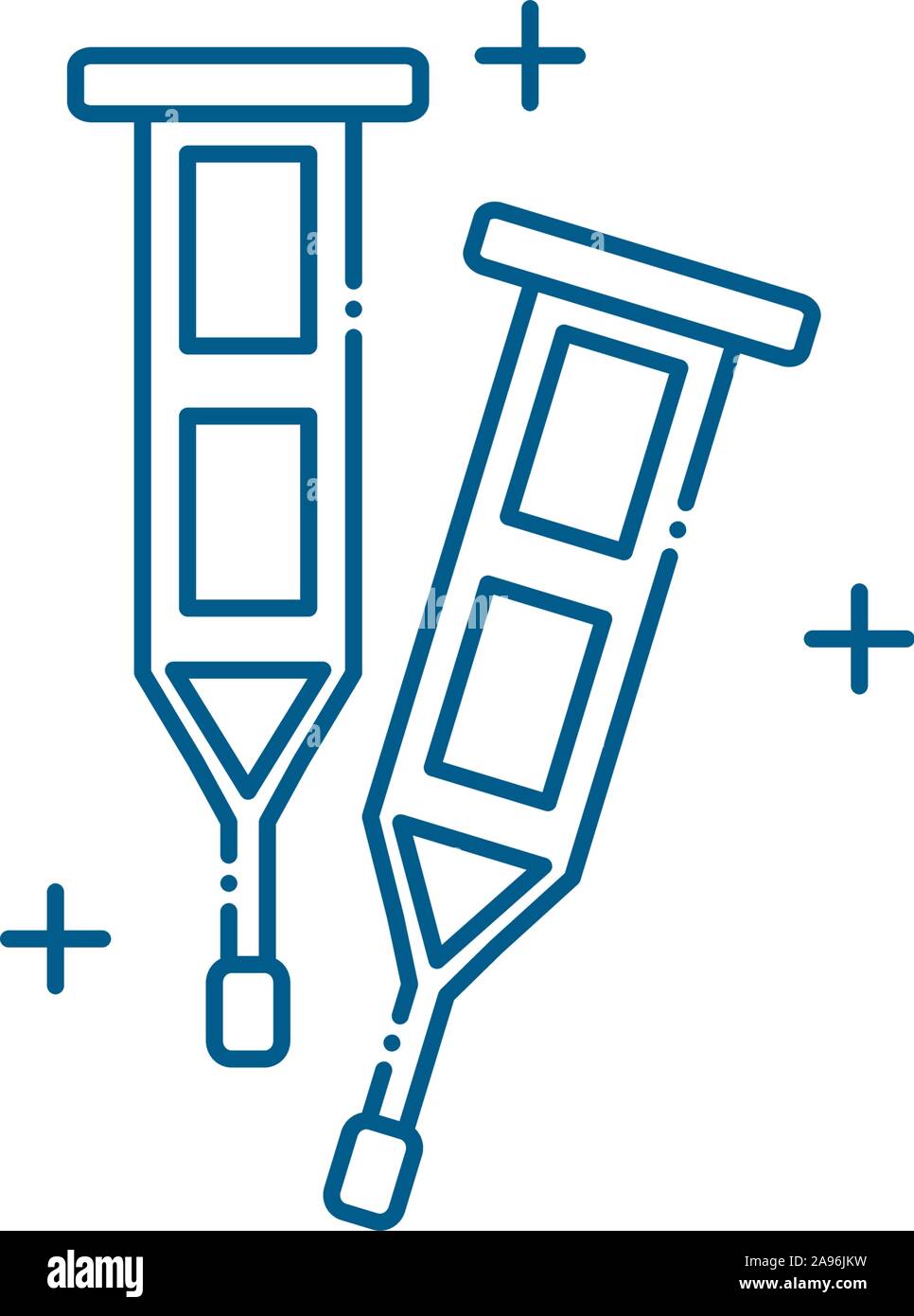 Icona di stampelle design, cure mediche di emergenza ospedale clinica di aiuti e medicinali illustrazione vettoriale Illustrazione Vettoriale