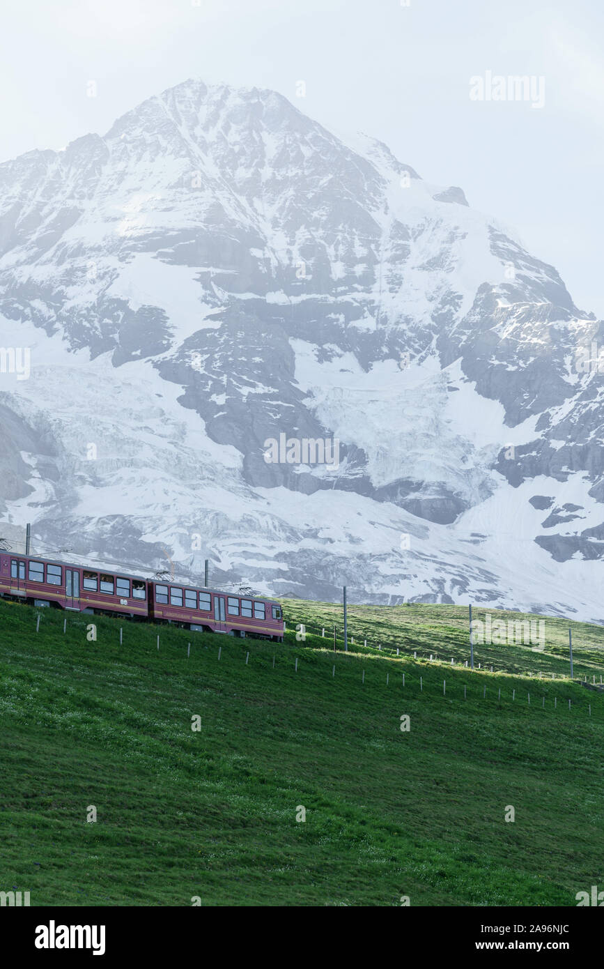 In treno fino a Jungfraujoch Foto Stock