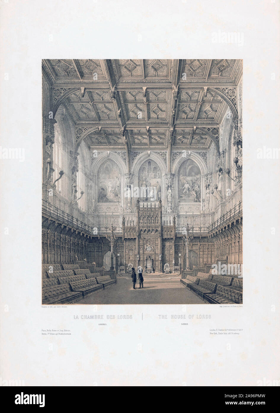 La House of Lords, Londra, Inghilterra nella metà del XIX secolo. Dopo una stampa da Louis Jules Arnout. Foto Stock