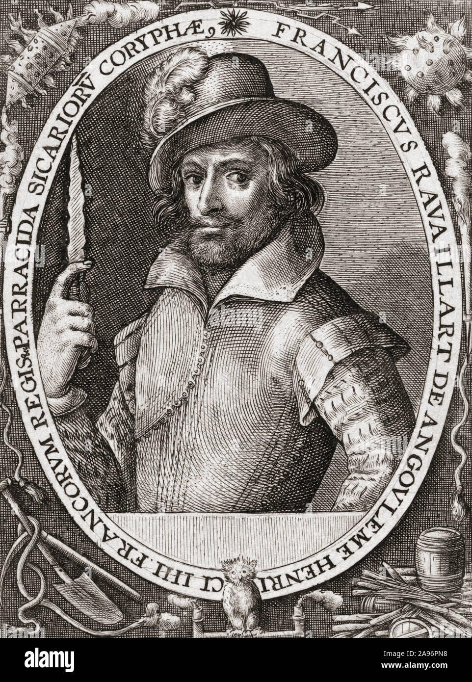 Ritratto di François Ravaillac, 1578 - 1610, eseguiti per regicide dopo assassinare il re Enrico IV il 14 maggio 1610. Foto Stock