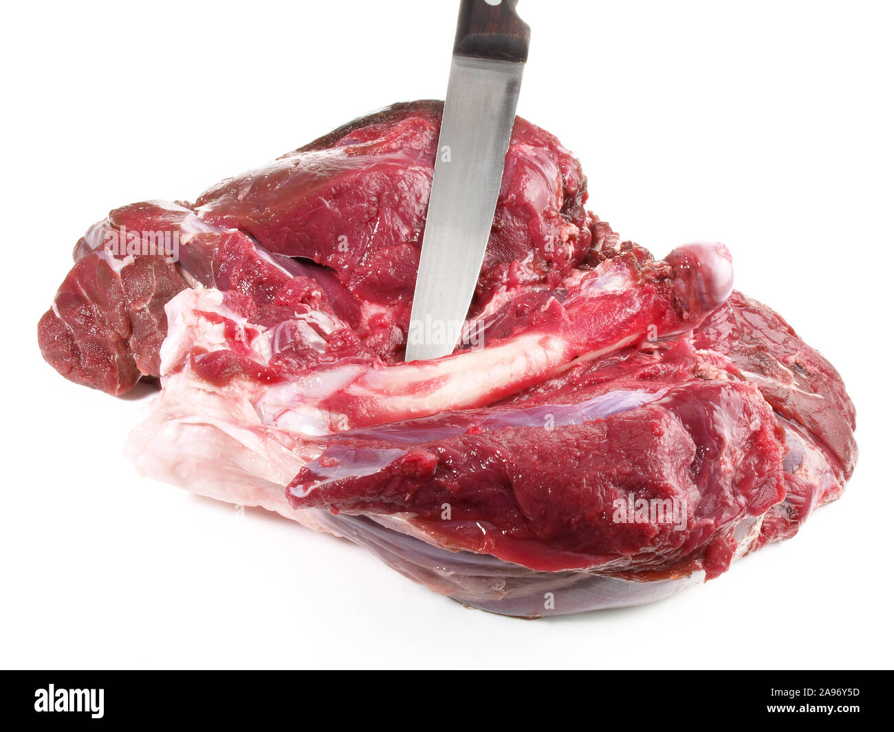 Capriolo Disossamento - Carni di selvaggina su sfondo bianco Foto Stock Capriolo Disossamento - Carni di selvaggina su sfondo bianco Foto Stock