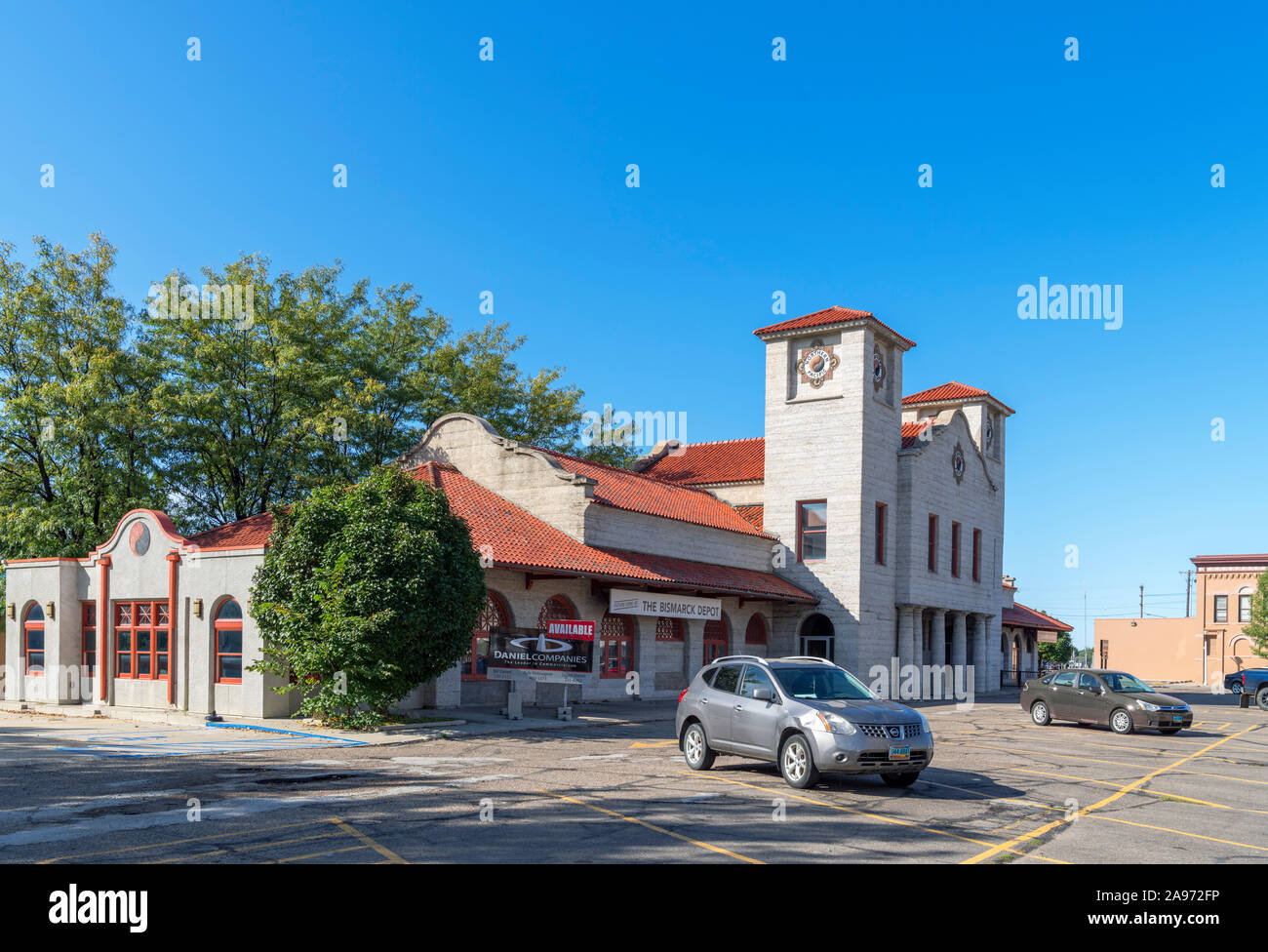 Bismarck Deposito (nord del Pacifico deposito ferroviario), un edificio storico nel centro di Bismarck, il Dakota del Nord, STATI UNITI D'AMERICA Foto Stock