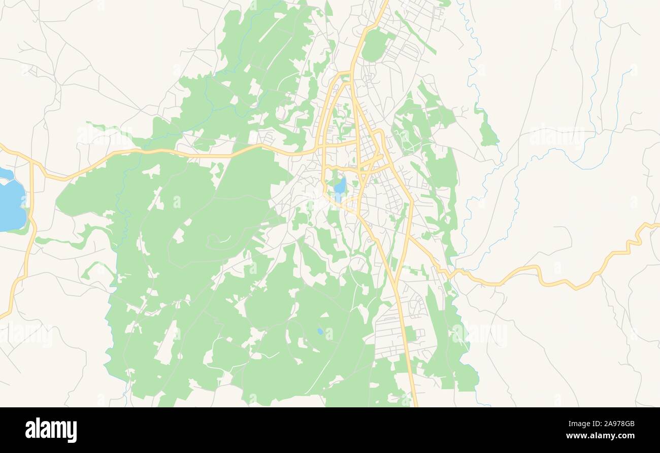 Versione stampabile cartina stradale di Antsirabe, Madagascar. Mappa modello per uso aziendale. Illustrazione Vettoriale