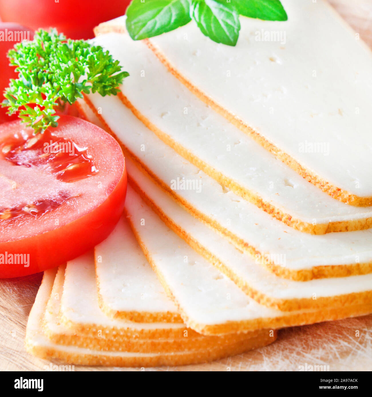 Il formaggio e i pomodori Foto Stock