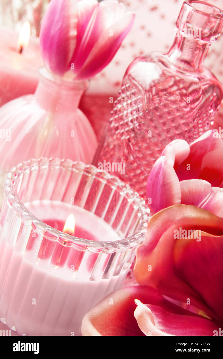 Decorazione di primavera e fiori Foto Stock