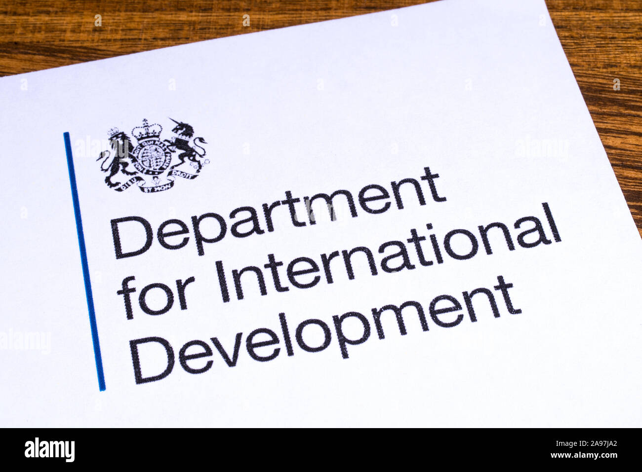 London, Regno Unito - 12 Marzo 2019: il Logo del Dipartimento per lo Sviluppo Internazionale, raffigurato su un pezzo di carta. Il DFID è un dipartimento ministeriale Foto Stock