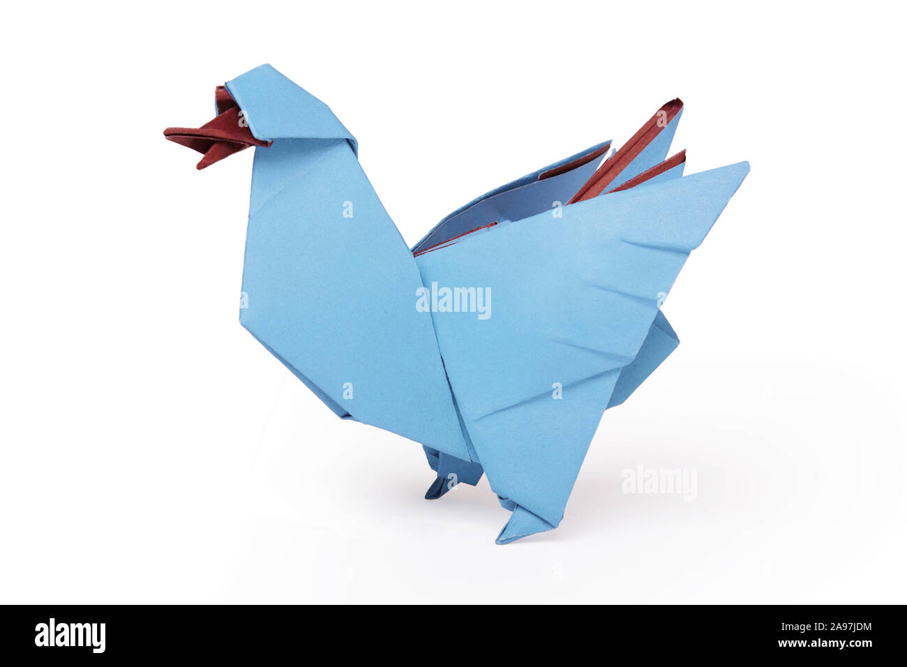 Uccello anatra Origami isolato su sfondo bianco Foto Stock
