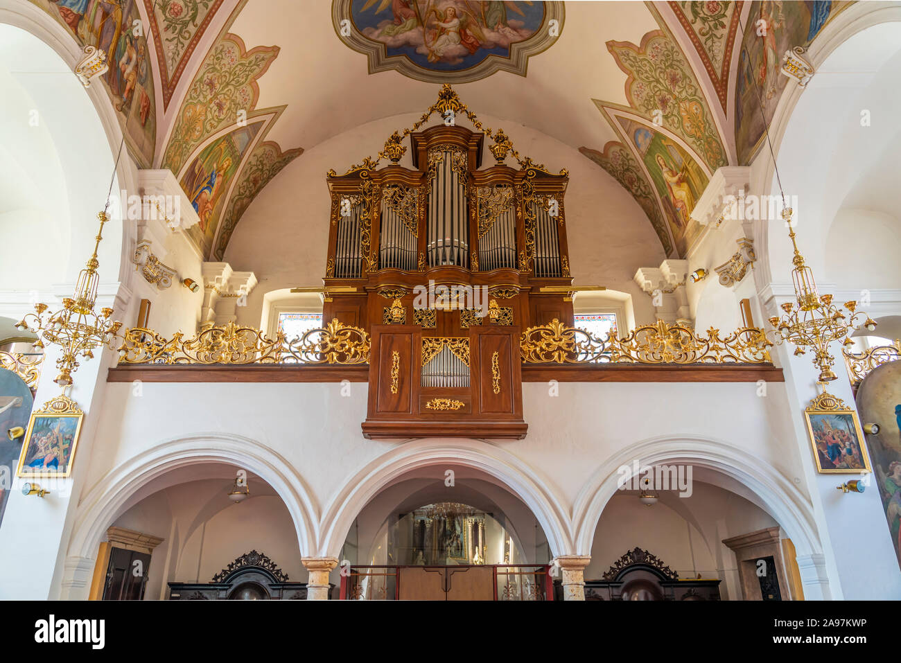 Interno della chiesa dell Immacolata Concezione, Sutna Street, Kamnik, Slovenia, l'Europa. Foto Stock