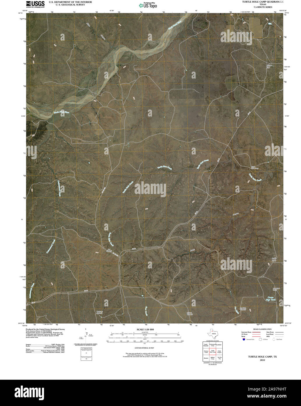 USGS TOPO Map Texas TX foro di tartaruga Camp 20100305 TM Foto Stock