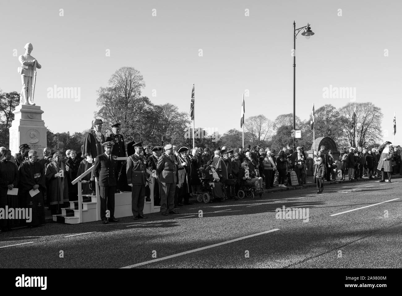 St Chad's terrazza a Shrewsbury sul ricordo Domenica. A cui hanno partecipato Il Sindaco di Shrewsbury, dignitari e il pubblico. Foto Stock