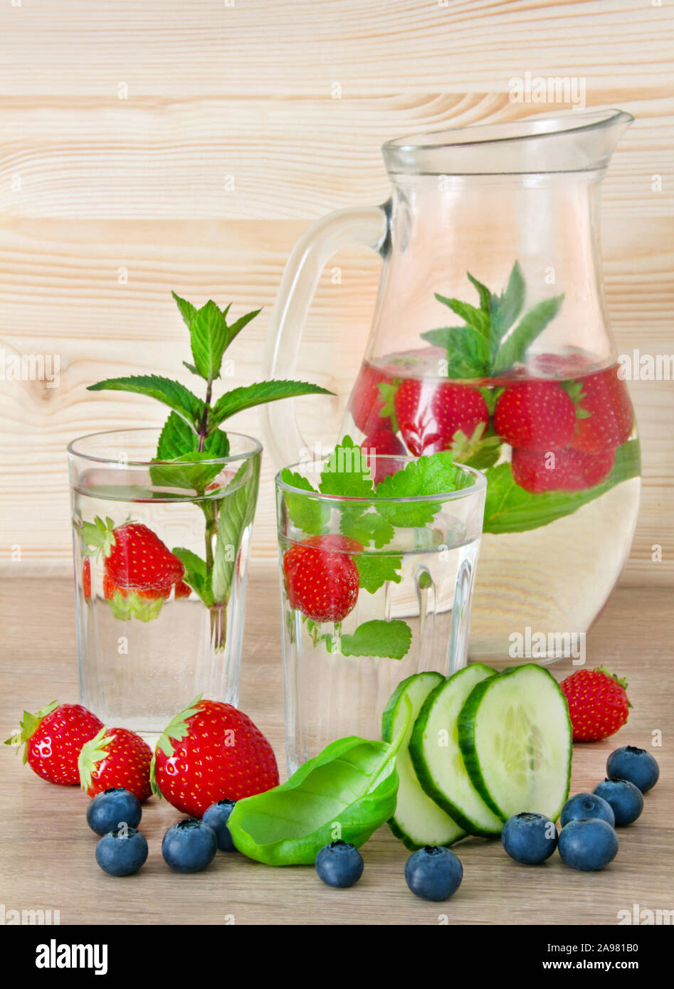Acqua frutta e verdura Foto Stock