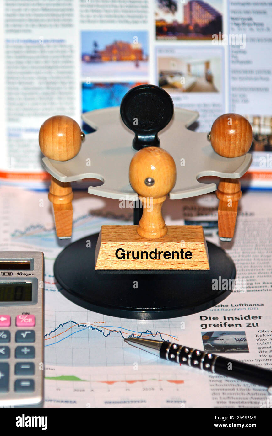 Stempel mit der Aufschrift: Grundrente Foto Stock