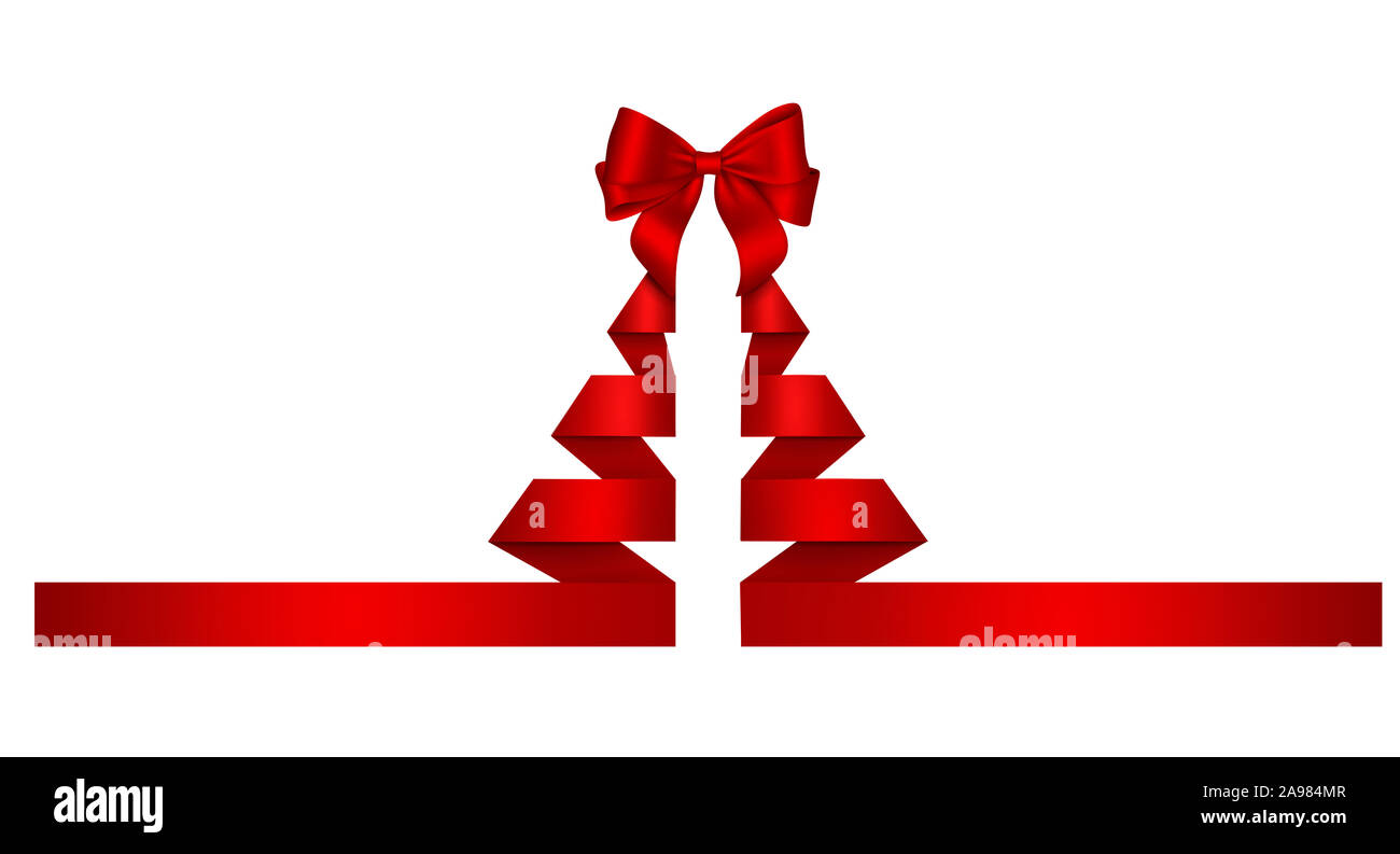 Abstract albero di natale con fiocco rosso e il nastro di inchiostro Foto Stock