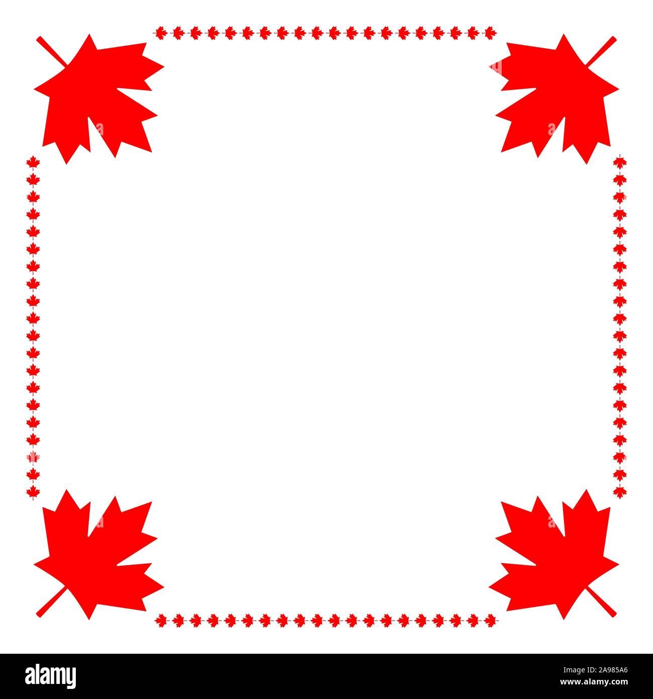 Bandiera canadese simbolismo rosso acero angolo foglia bordo del frame Illustrazione Vettoriale