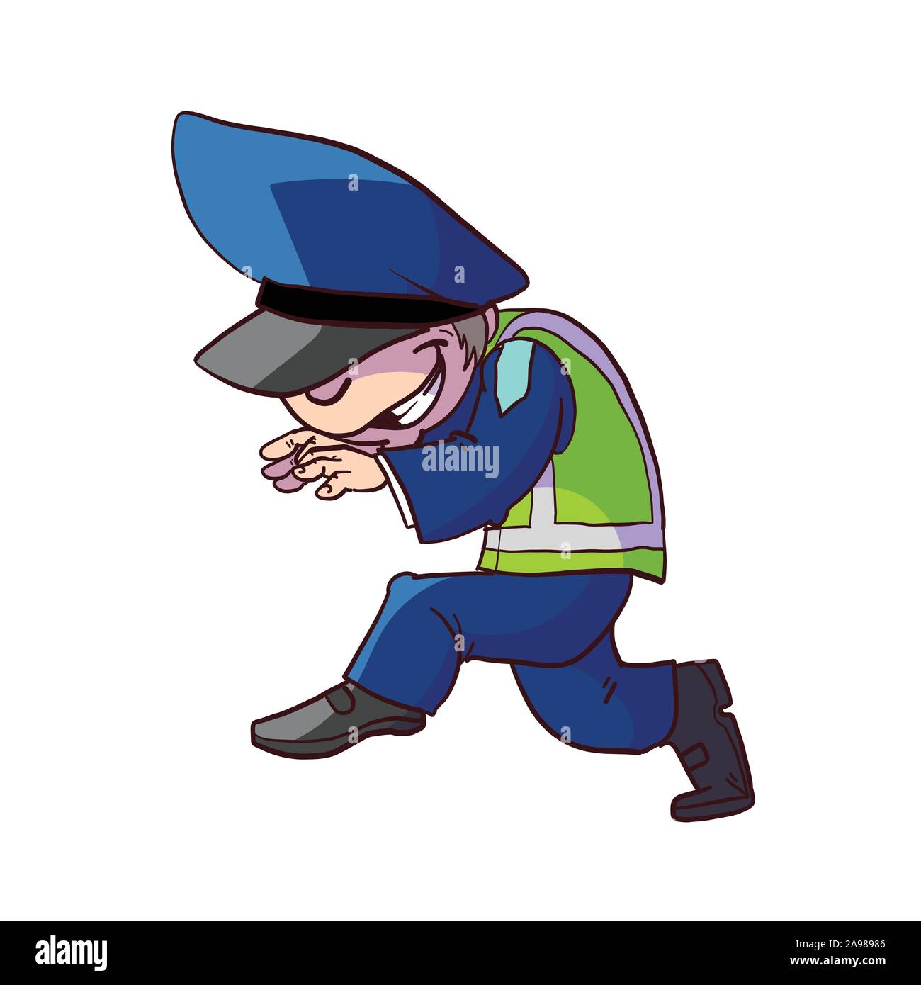 Colorata illustrazione vettoriale di un traffico di cartoon funzionario di polizia Illustrazione Vettoriale