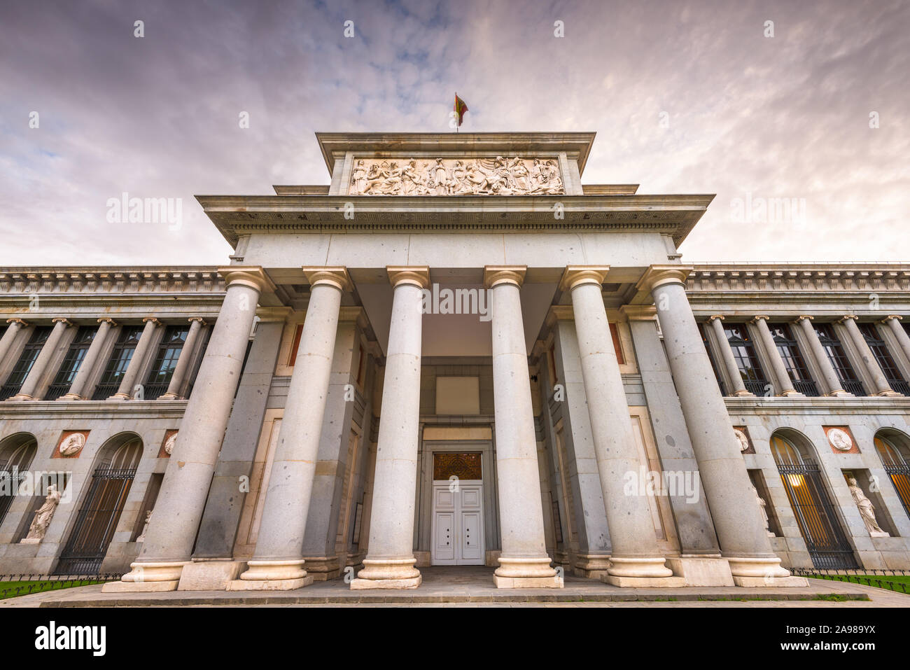 Il Museo del Prado facciata a Madrid, Spagna. Foto Stock