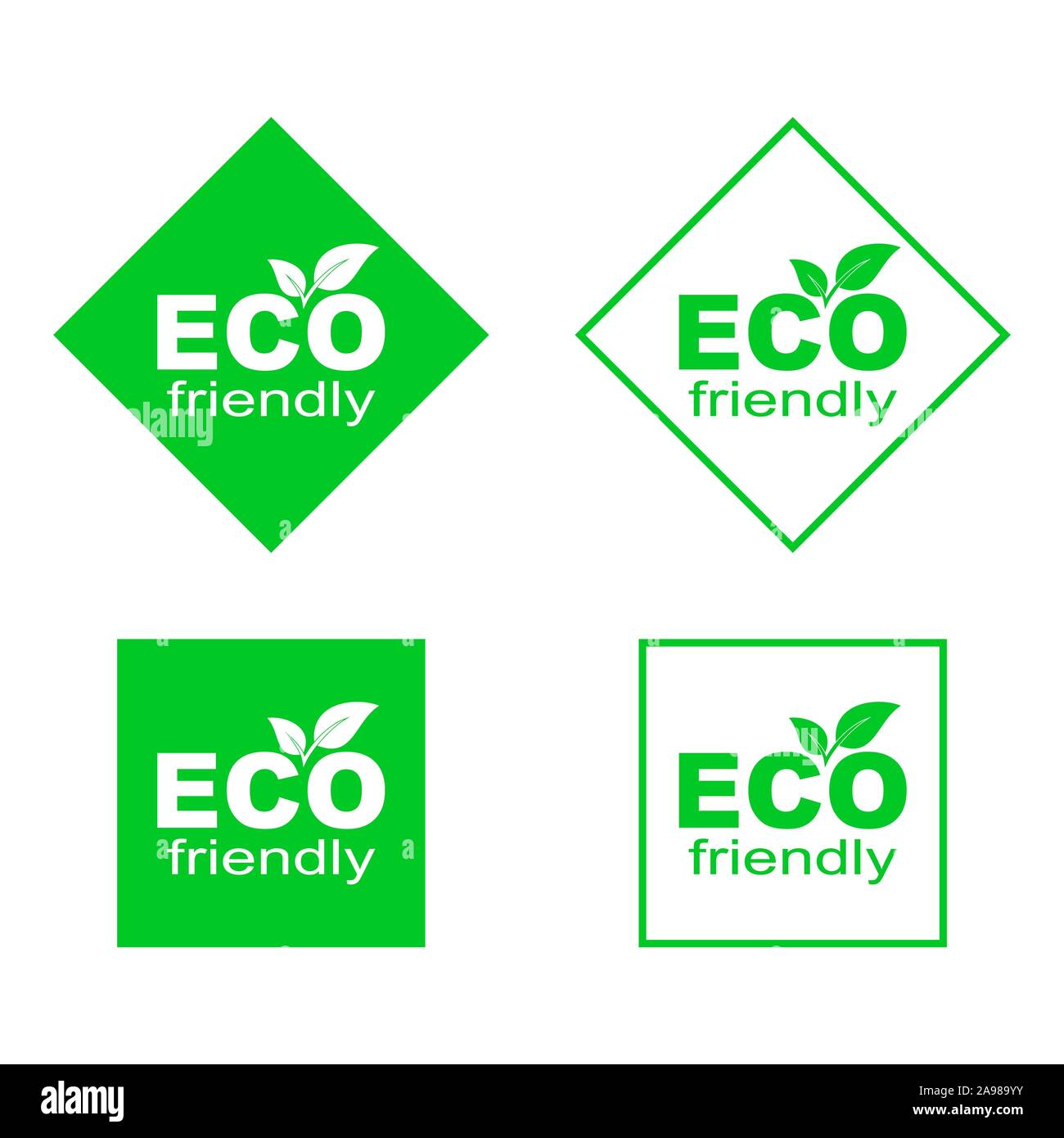 Eco ambiente amichevole. Set di eco-green adesivi. Vettore di etichette di carta isolato. Illustrazione Vettoriale