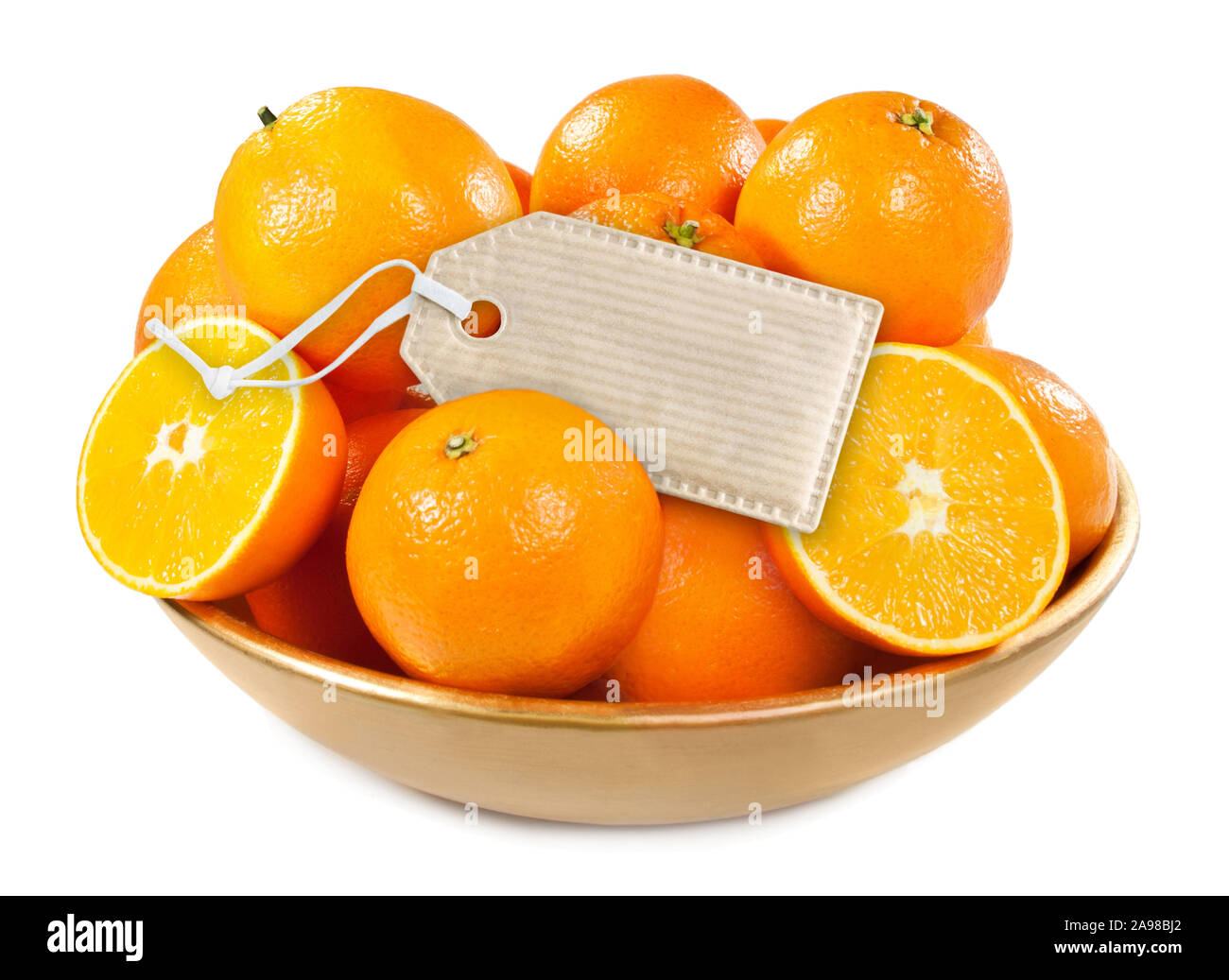 Arance ed etichetta Foto Stock