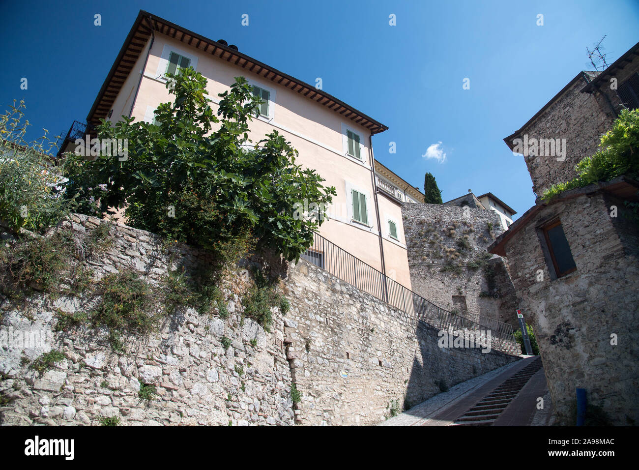 Antiche Mura Ciclepiche nel centro storico di Spoleto, umbria, Italia. 19 agosto 2019© Wojciech Strozyk / Alamy Stock Photo.Caption locale *** Foto Stock