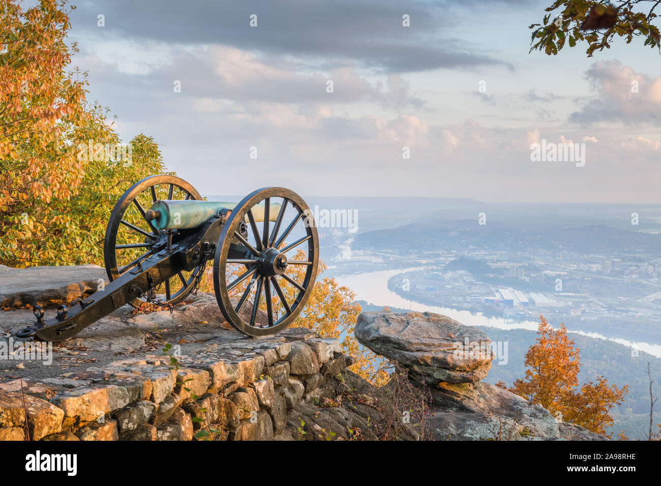Chattanooga, Tennessee, Stati Uniti d'America vista dal Monte Lookout al crepuscolo. Foto Stock