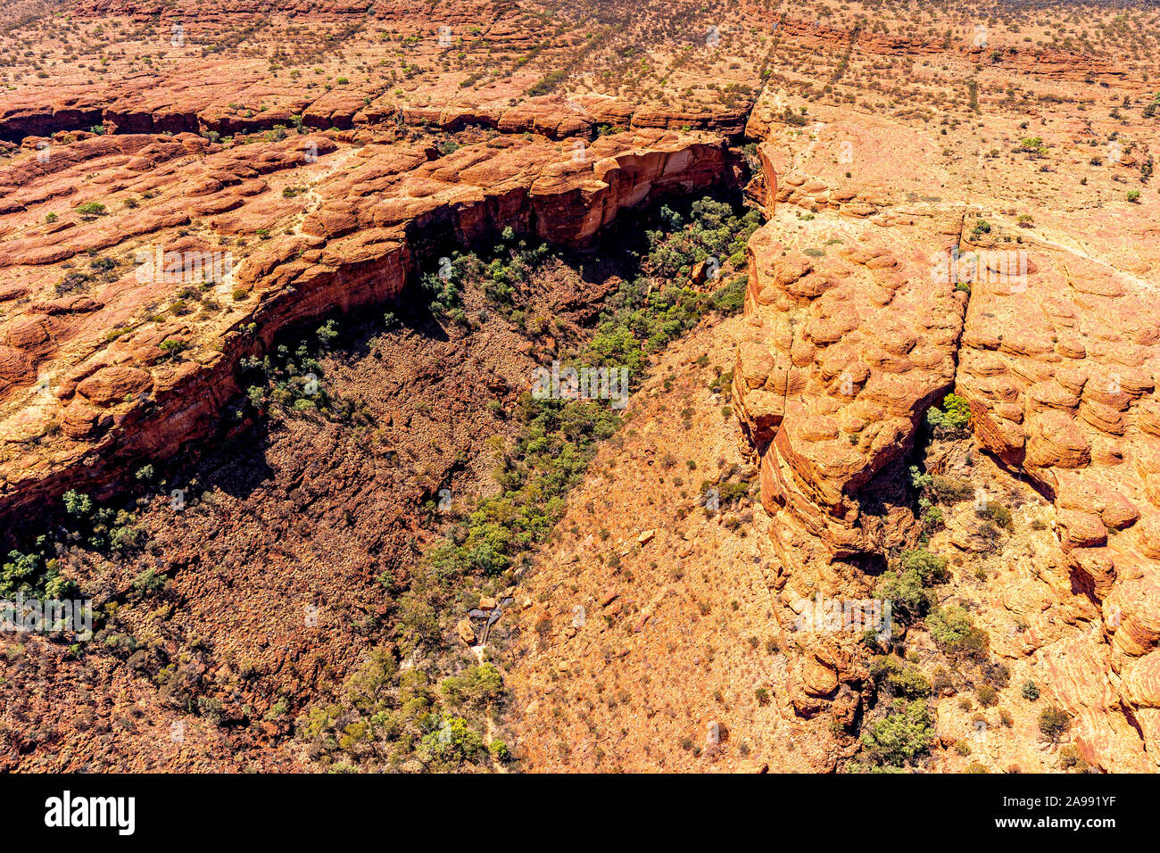 Vista aerea del Kings Canyon, Watarrka National Park, il Territorio del Nord, l'Australia Foto Stock