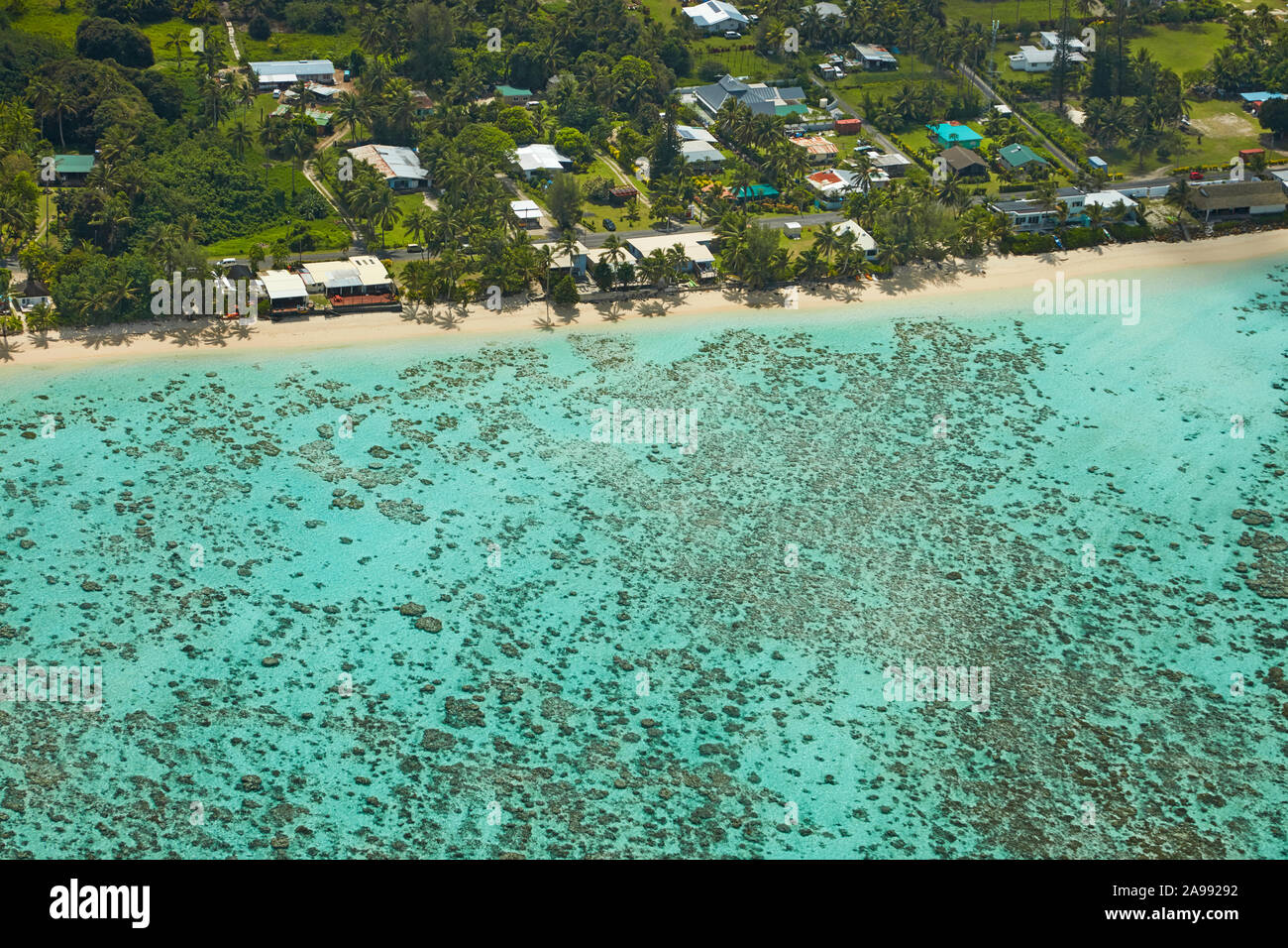 Avaavaroa Tapere, Rarotonga Isole Cook, South Pacific - aerial Foto Stock
