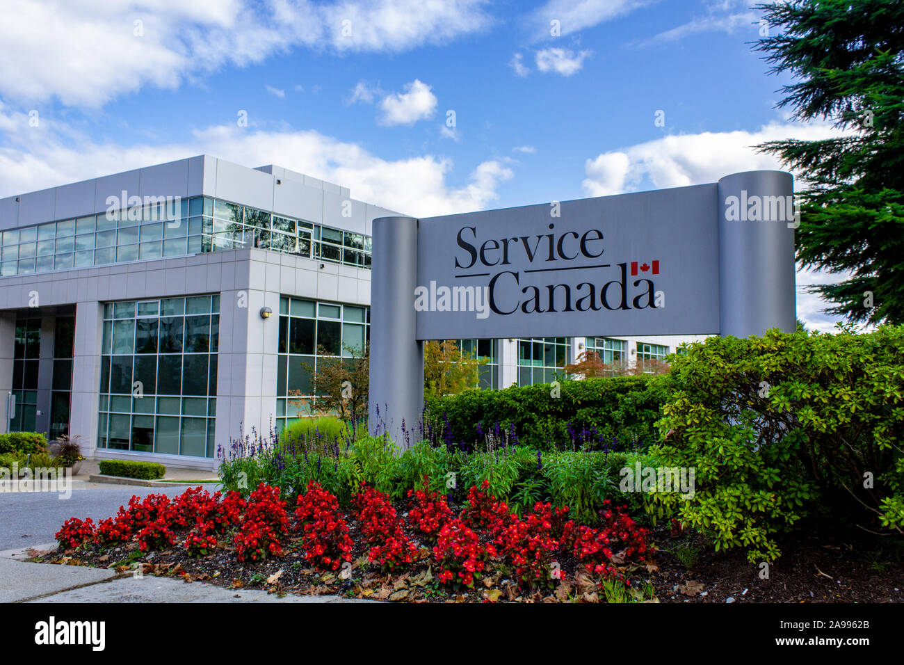 Service Canada segno di fronte alla sede di Vancouver Foto Stock