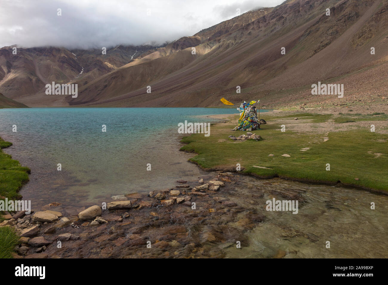 Chandra o Taal Chandra Tal lago, Spiti, Himachal Pradesh, India Foto Stock