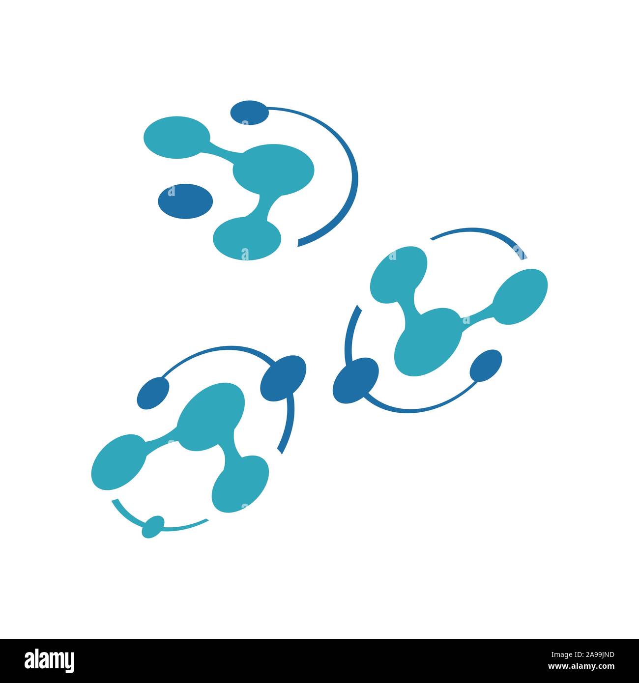 Nuovo simbolo della scienza ricerca elettroni atomo nucleo logo icona Vettore illustrazione Illustrazione Vettoriale