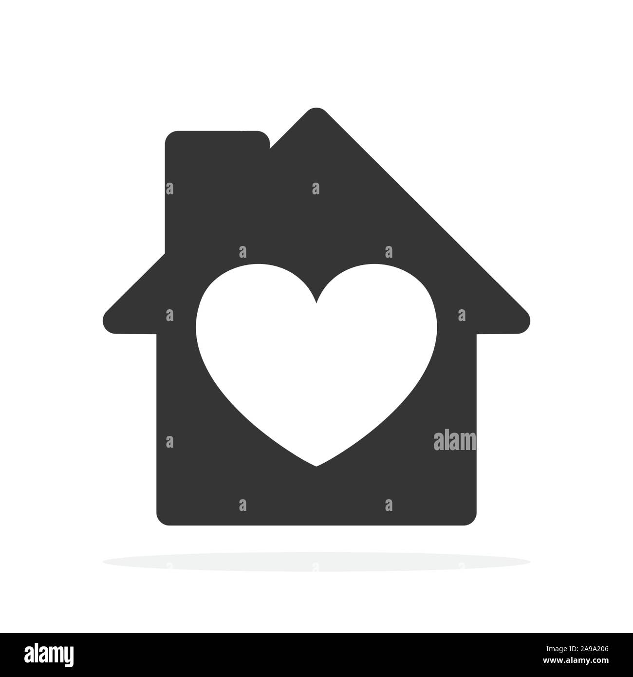 Icona di casa con il cuore. Vettore icona di casa. Nero icona home. Il concetto di costruzione. Illustrazione Vettoriale