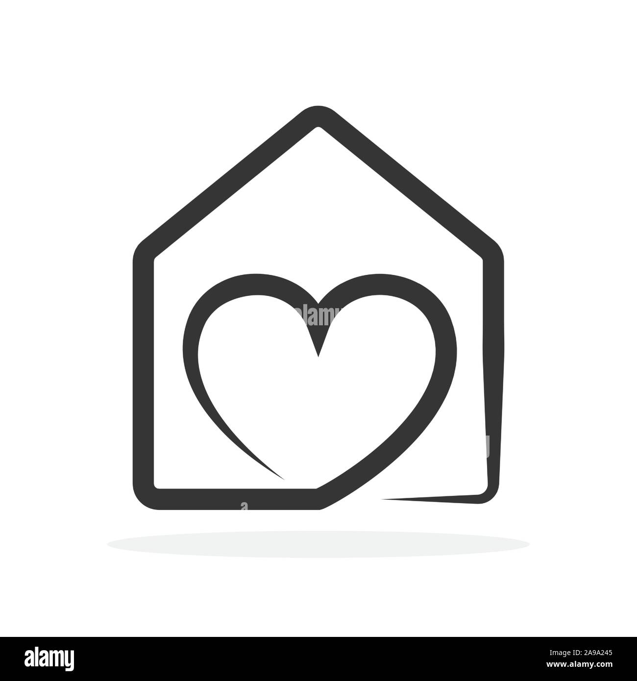Icona di casa con il cuore. Vettore icona di casa. Nero icona home. Il concetto di costruzione. Illustrazione Vettoriale