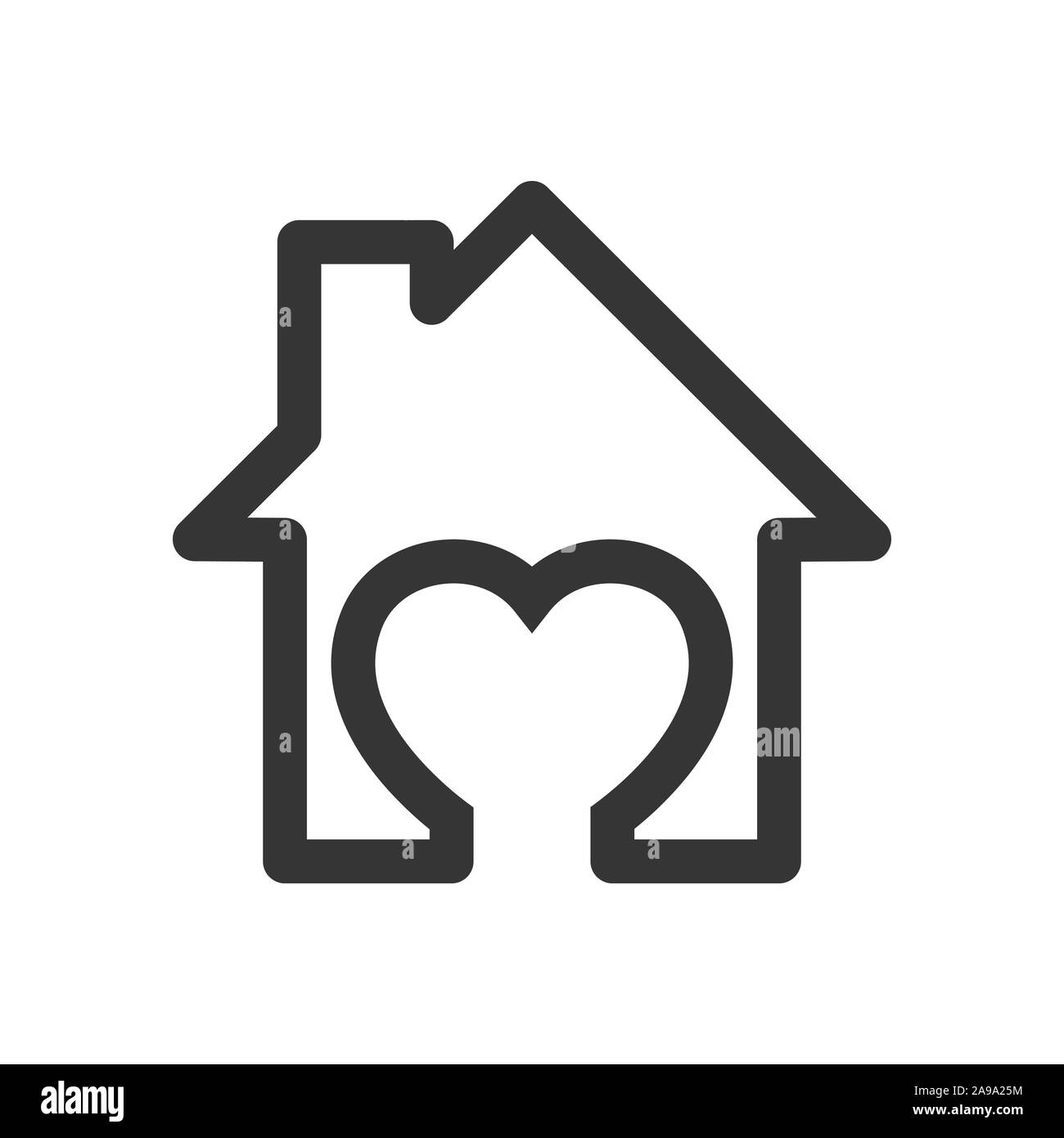 Icona di casa con il cuore. Vettore icona di casa. Nero icona home. Il concetto di costruzione. Illustrazione Vettoriale