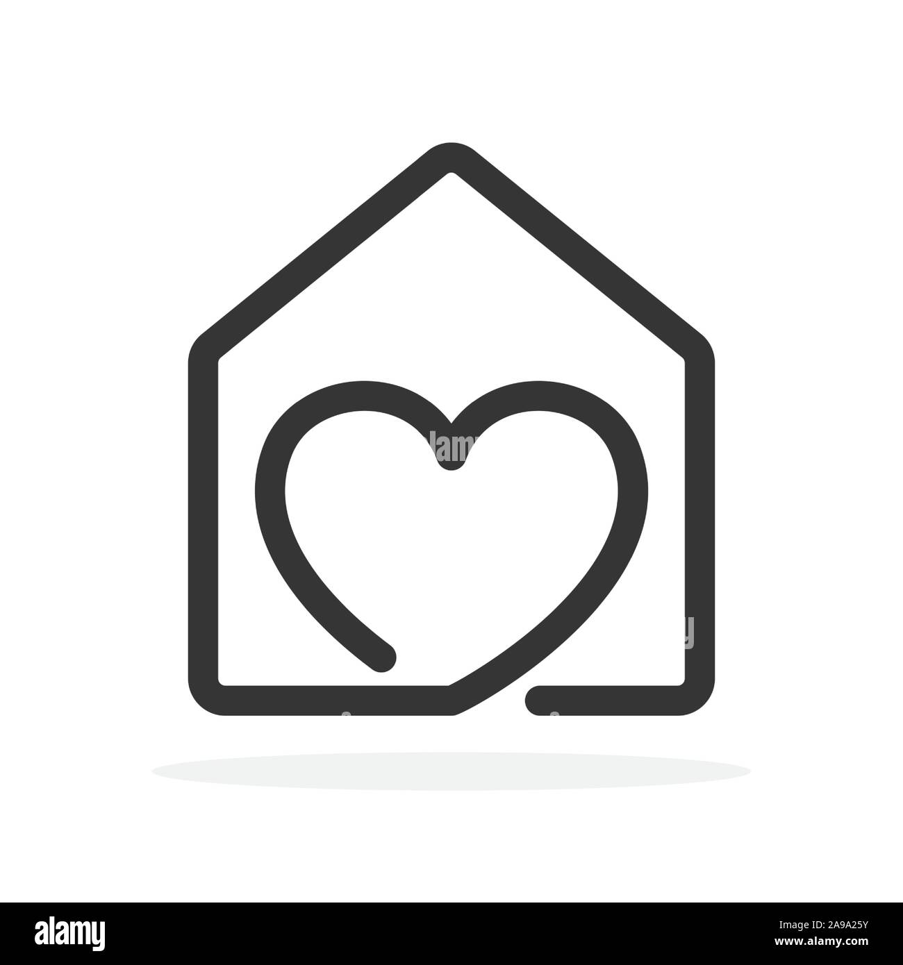 Icona di casa con il cuore. Vettore icona di casa. Nero icona home. Il concetto di costruzione. Illustrazione Vettoriale