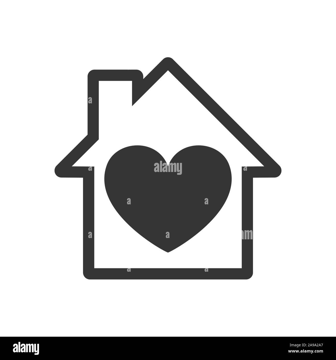 Icona di casa con il cuore. Vettore icona di casa. Nero icona home. Il concetto di costruzione. Illustrazione Vettoriale