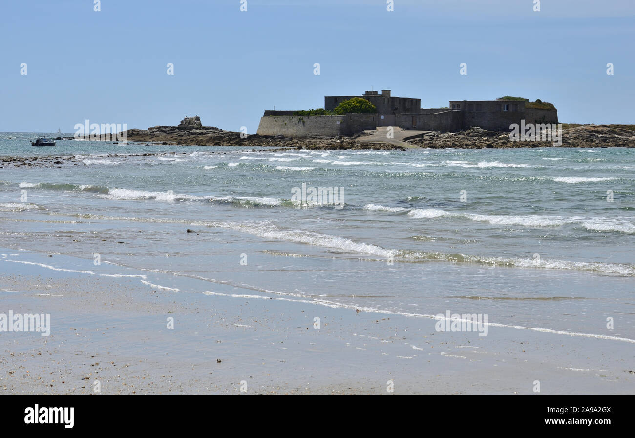 Fort-Bloqué è un'attrazione della città di Ploemeur situato nel sud della Bretagna. Paese ricco di patrimonio naturale e quartieri tipici Foto Stock