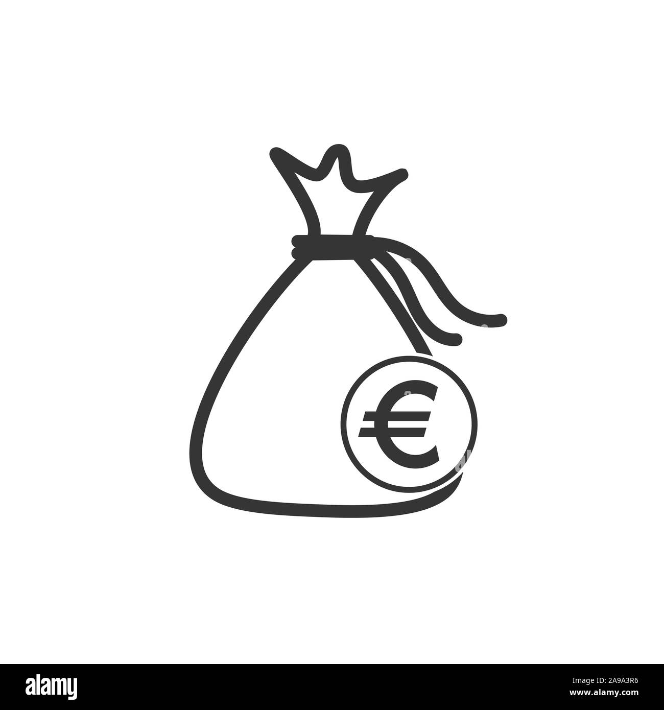 Vector denaro borsa icona. Sacchetto di monete in euro. Icona vettore isolato. Risparmiare denaro concept Illustrazione Vettoriale