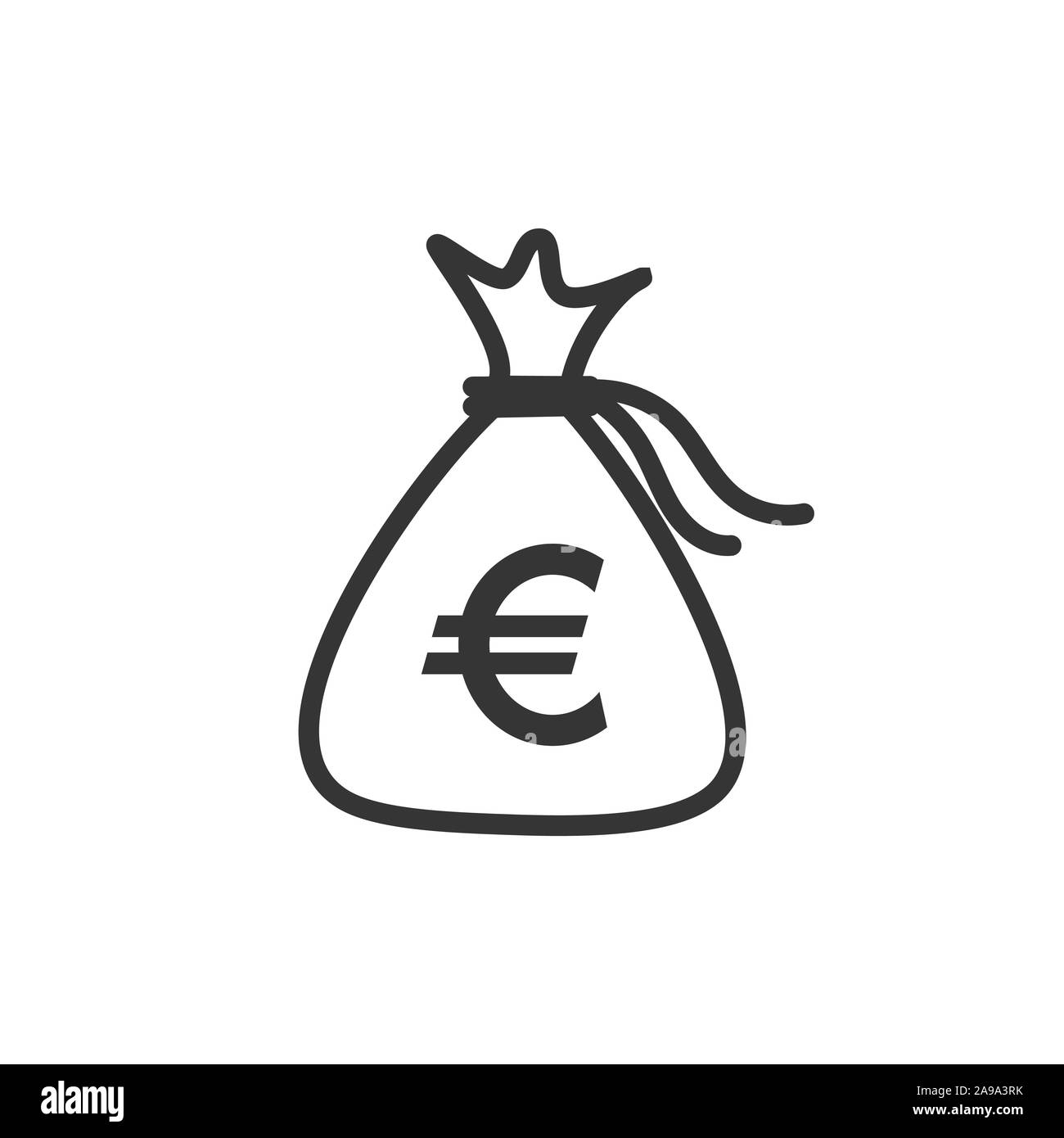Vector denaro borsa icona. Sacchetto di monete in euro. Icona vettore isolato. Risparmiare denaro concept Illustrazione Vettoriale