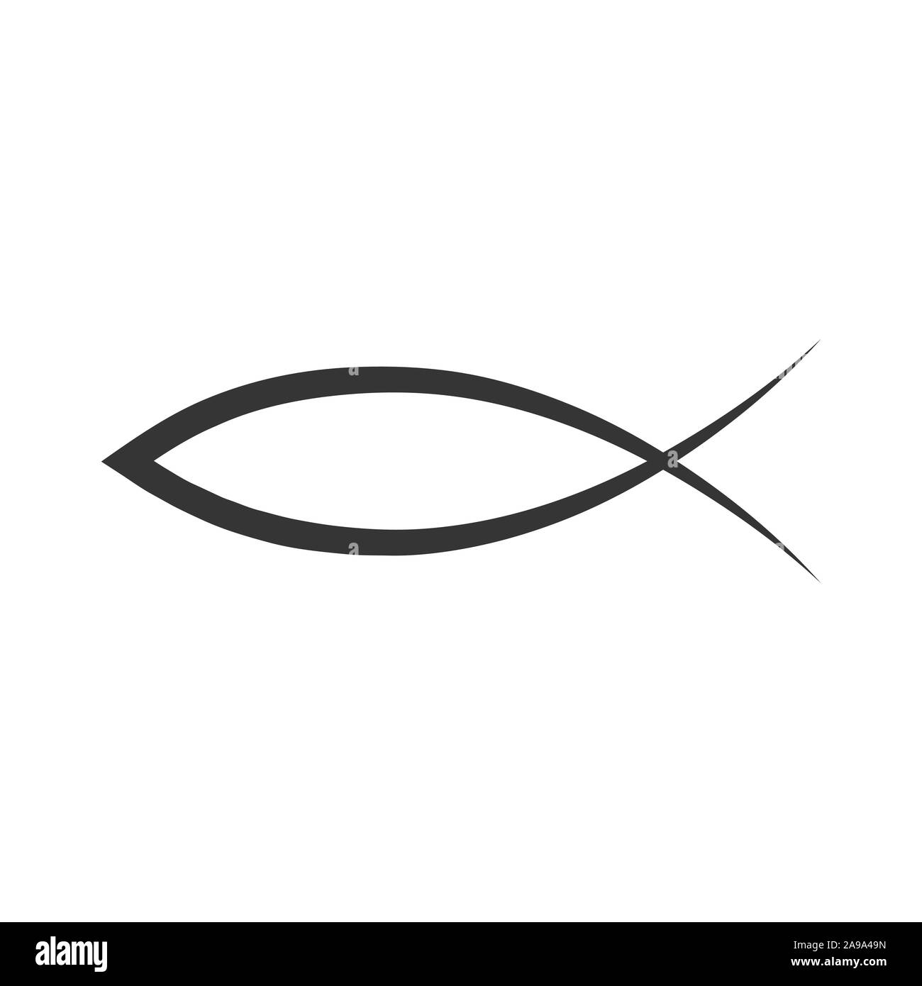 Cristiana icona del pesce. Vector Gesù icona del pesce piatto in stile. Nero simbolo di religione isolato. Illustrazione Vettoriale