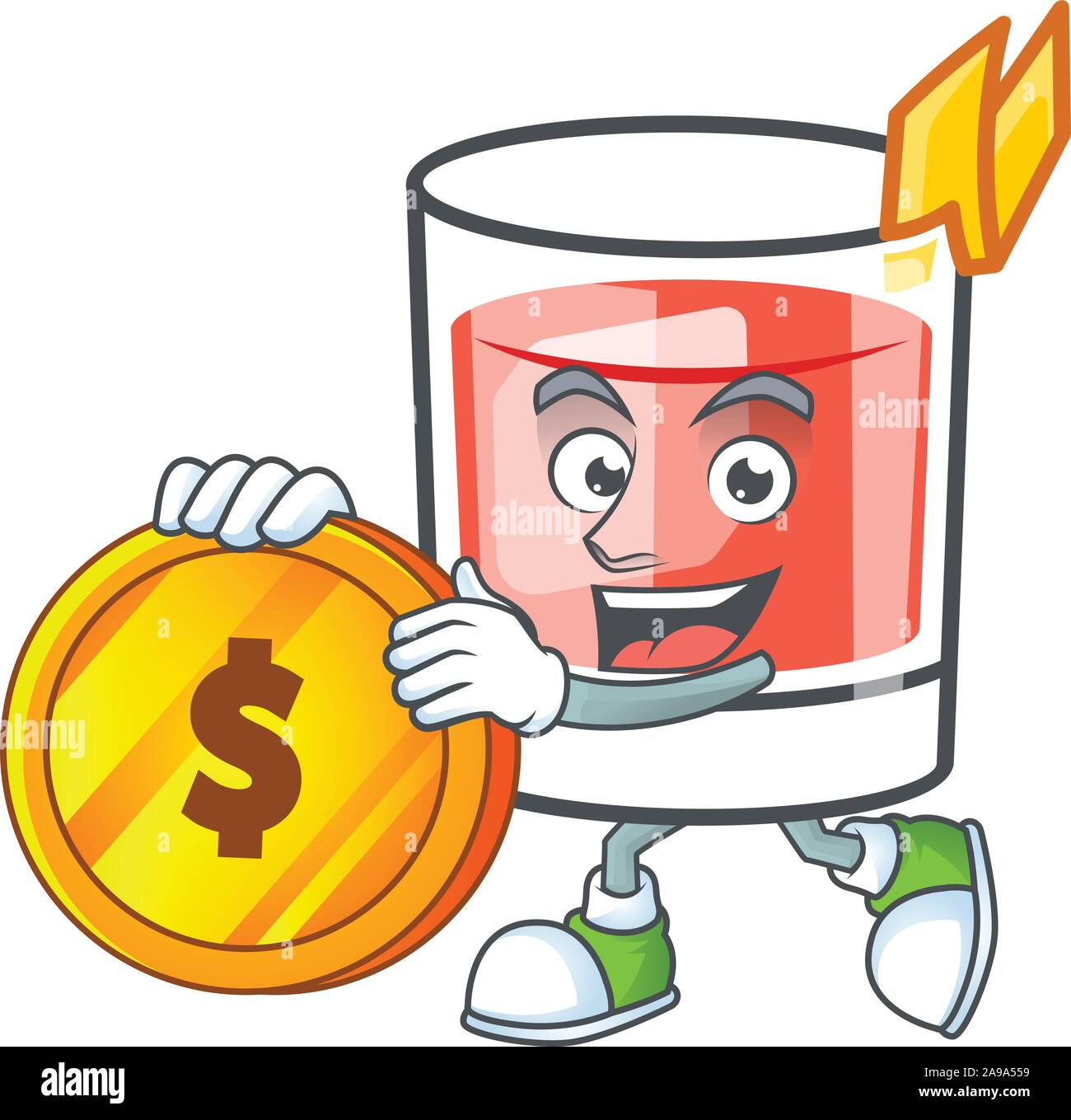 Sazerac portare il carattere di monete in un cartone animato Illustrazione Vettoriale